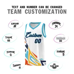 White Gradient Graffiti Pattern Sports Basketball Jersey 4