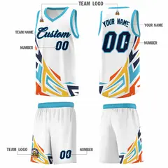 White Gradient Graffiti Pattern Sports Basketball Jersey 5