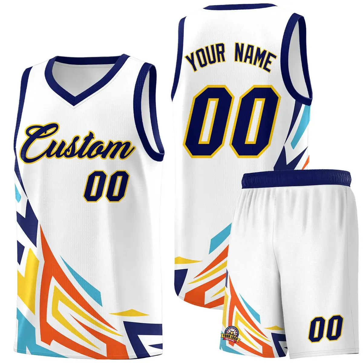White Gradient Graffiti Pattern Sports Basketball Jersey