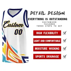 White Gradient Graffiti Pattern Sports Basketball Jersey 2