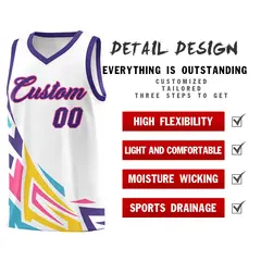 White Gradient Graffiti Pattern Sports Basketball Jersey 2
