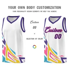 White Gradient Graffiti Pattern Sports Basketball Jersey 3