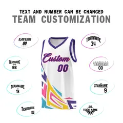 White Gradient Graffiti Pattern Sports Basketball Jersey 4