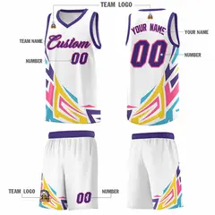 White Gradient Graffiti Pattern Sports Basketball Jersey 5