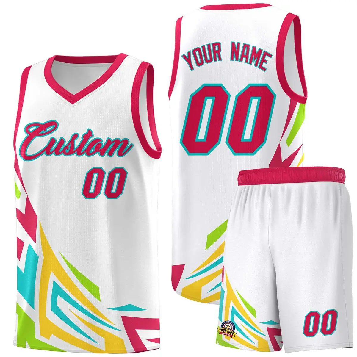 White Gradient Graffiti Pattern Sports Basketball Jersey