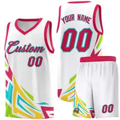 White Gradient Graffiti Pattern Sports Basketball Jersey