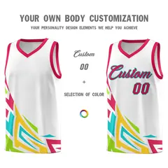White Gradient Graffiti Pattern Sports Basketball Jersey 3