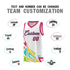White Gradient Graffiti Pattern Sports Basketball Jersey 4
