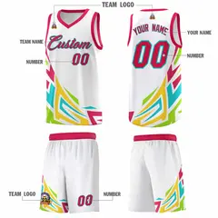 White Gradient Graffiti Pattern Sports Basketball Jersey 5