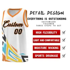 White Gradient Graffiti Pattern Sports Basketball Jersey 2