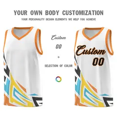 White Gradient Graffiti Pattern Sports Basketball Jersey 3