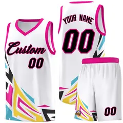 White Gradient Graffiti Pattern Sports Basketball Jersey
