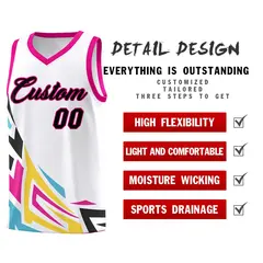 White Gradient Graffiti Pattern Sports Basketball Jersey 2
