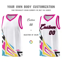 White Gradient Graffiti Pattern Sports Basketball Jersey 3