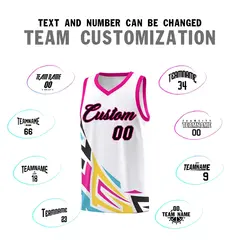 White Gradient Graffiti Pattern Sports Basketball Jersey 4