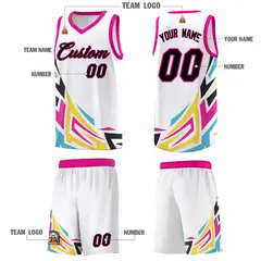 White Gradient Graffiti Pattern Sports Basketball Jersey 5
