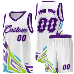 White Gradient Graffiti Pattern Sports Basketball Jersey
