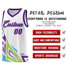 White Gradient Graffiti Pattern Sports Basketball Jersey 2