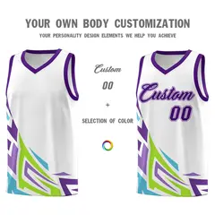 White Gradient Graffiti Pattern Sports Basketball Jersey 3