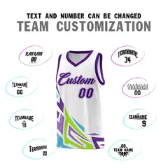 White Gradient Graffiti Pattern Sports Basketball Jersey 4