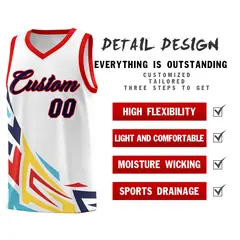 White Gradient Graffiti Pattern Sports Basketball Jersey 2