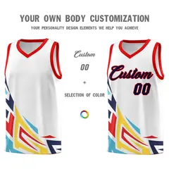 White Gradient Graffiti Pattern Sports Basketball Jersey 3