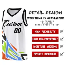 White Gradient Graffiti Pattern Sports Basketball Jersey 2