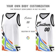 White Gradient Graffiti Pattern Sports Basketball Jersey 3