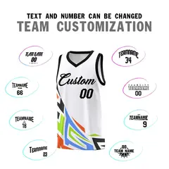 White Gradient Graffiti Pattern Sports Basketball Jersey 4