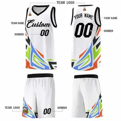 White Gradient Graffiti Pattern Sports Basketball Jersey 5