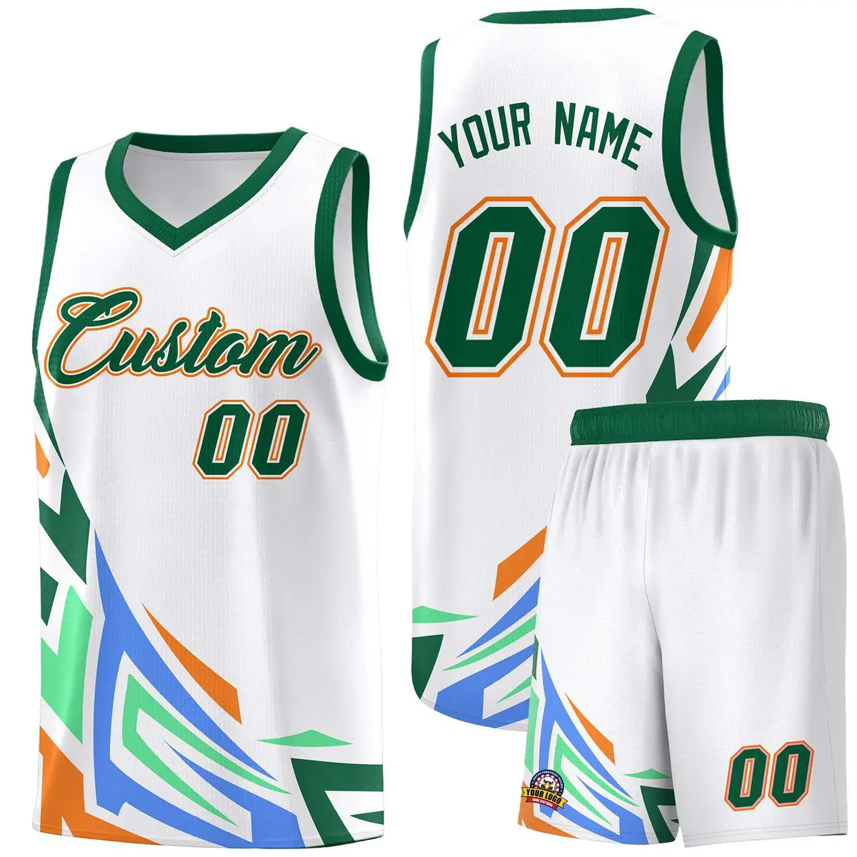 White Gradient Graffiti Pattern Sports Basketball Jersey