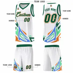 White Gradient Graffiti Pattern Sports Basketball Jersey 5