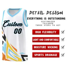 White Gradient Graffiti Pattern Sports Basketball Jersey 2