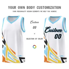 White Gradient Graffiti Pattern Sports Basketball Jersey 3