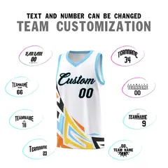 White Gradient Graffiti Pattern Sports Basketball Jersey 4