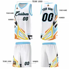 White Gradient Graffiti Pattern Sports Basketball Jersey 5