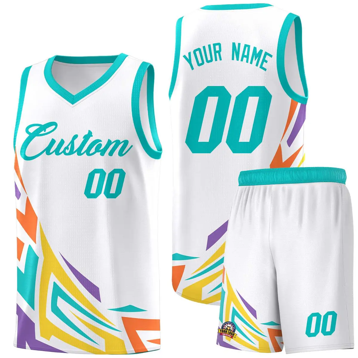 White Gradient Graffiti Pattern Sports Basketball Jersey