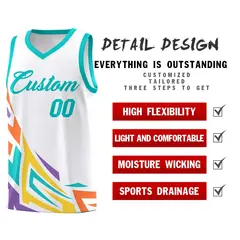 White Gradient Graffiti Pattern Sports Basketball Jersey 2