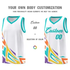 White Gradient Graffiti Pattern Sports Basketball Jersey 3