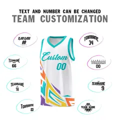 White Gradient Graffiti Pattern Sports Basketball Jersey 4