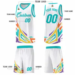 White Gradient Graffiti Pattern Sports Basketball Jersey 5