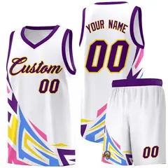White Gradient Graffiti Pattern Sports Basketball Jersey 1