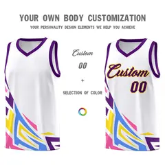 White Gradient Graffiti Pattern Sports Basketball Jersey 3