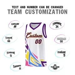White Gradient Graffiti Pattern Sports Basketball Jersey 4