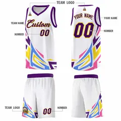 White Gradient Graffiti Pattern Sports Basketball Jersey 5
