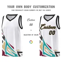 White Gradient Graffiti Pattern Sports Basketball Jersey 3