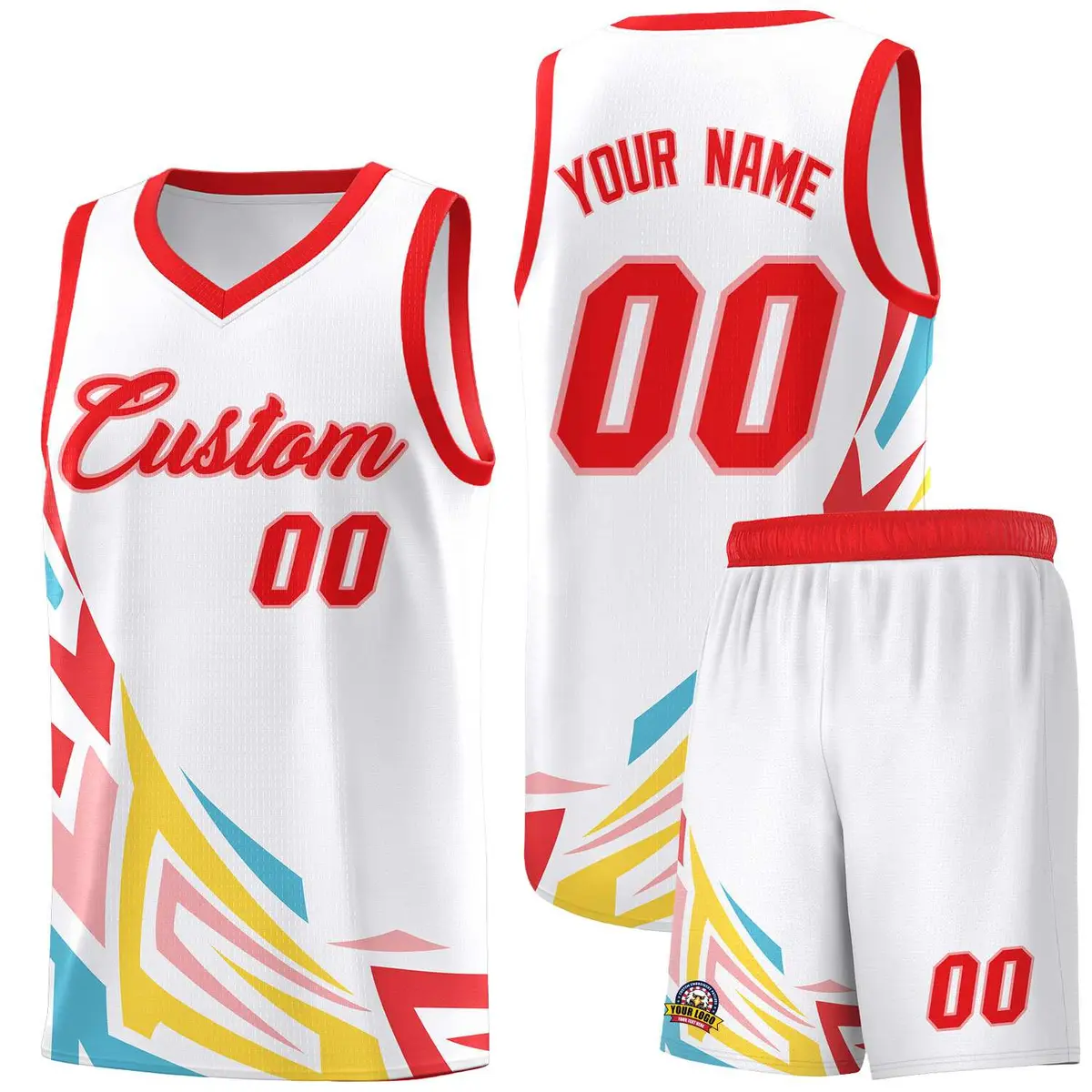 White Gradient Graffiti Pattern Sports Basketball Jersey