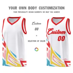 White Gradient Graffiti Pattern Sports Basketball Jersey 3