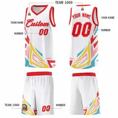 White Gradient Graffiti Pattern Sports Basketball Jersey 5