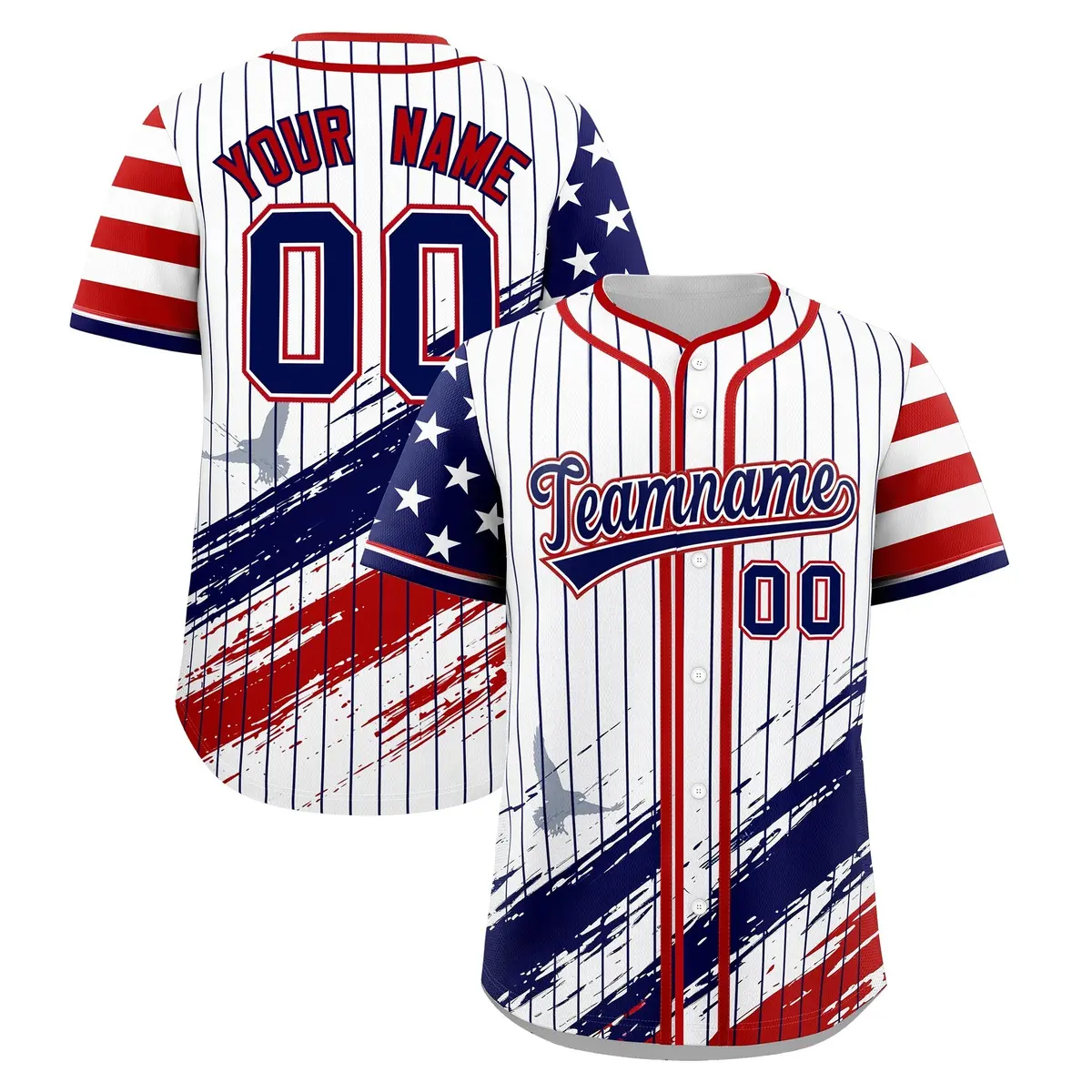 White Graffiti Pattern Independence Day Baseball Jersey